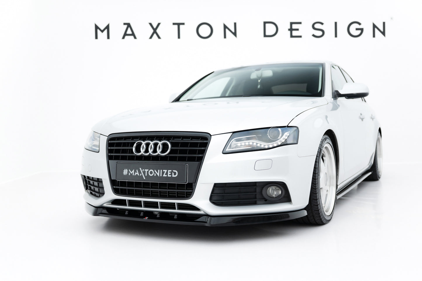 Maxton Design spoiler pod přední nárazník ver.1 pro Audi A4 B8, černý lesklý plast ABS