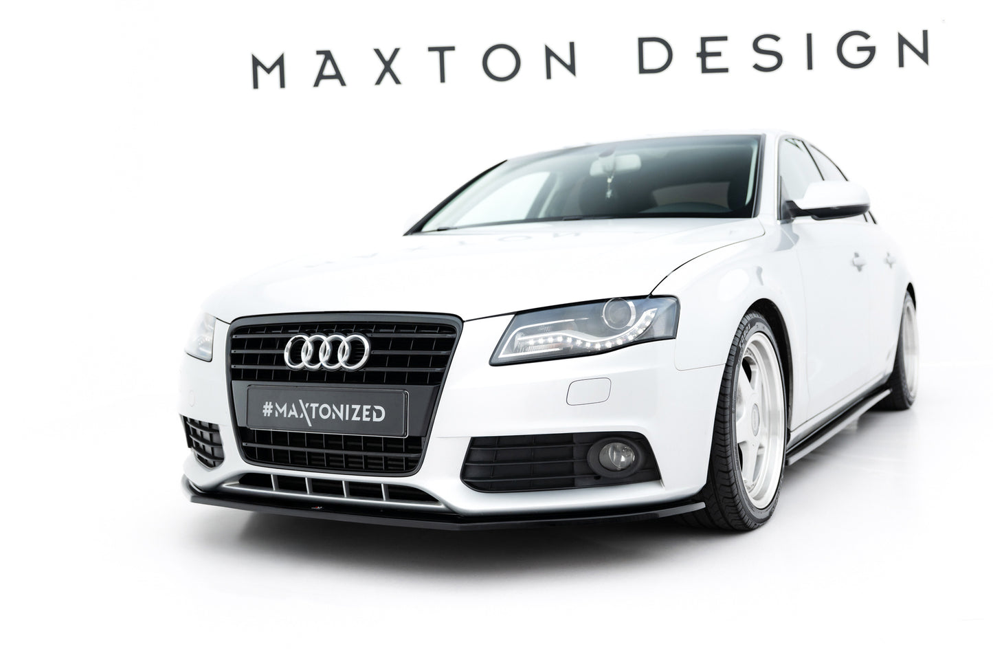 Maxton Design spoiler pod přední nárazník ver.2 pro Audi A4 B8, černý lesklý plast ABS
