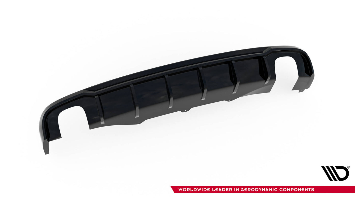 Maxton Design vložka zadního nárazníku pro Audi A4 B8, černý lesklý plast ABS, Sedan / Avant, verze s jednoduchými výfuky na obou stranách