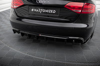 Maxton Design vložka zadního nárazníku pro Audi A4 B8, černý lesklý plast ABS, Sedan/Avant, verze s dvojitou koncovkou na jedné straně