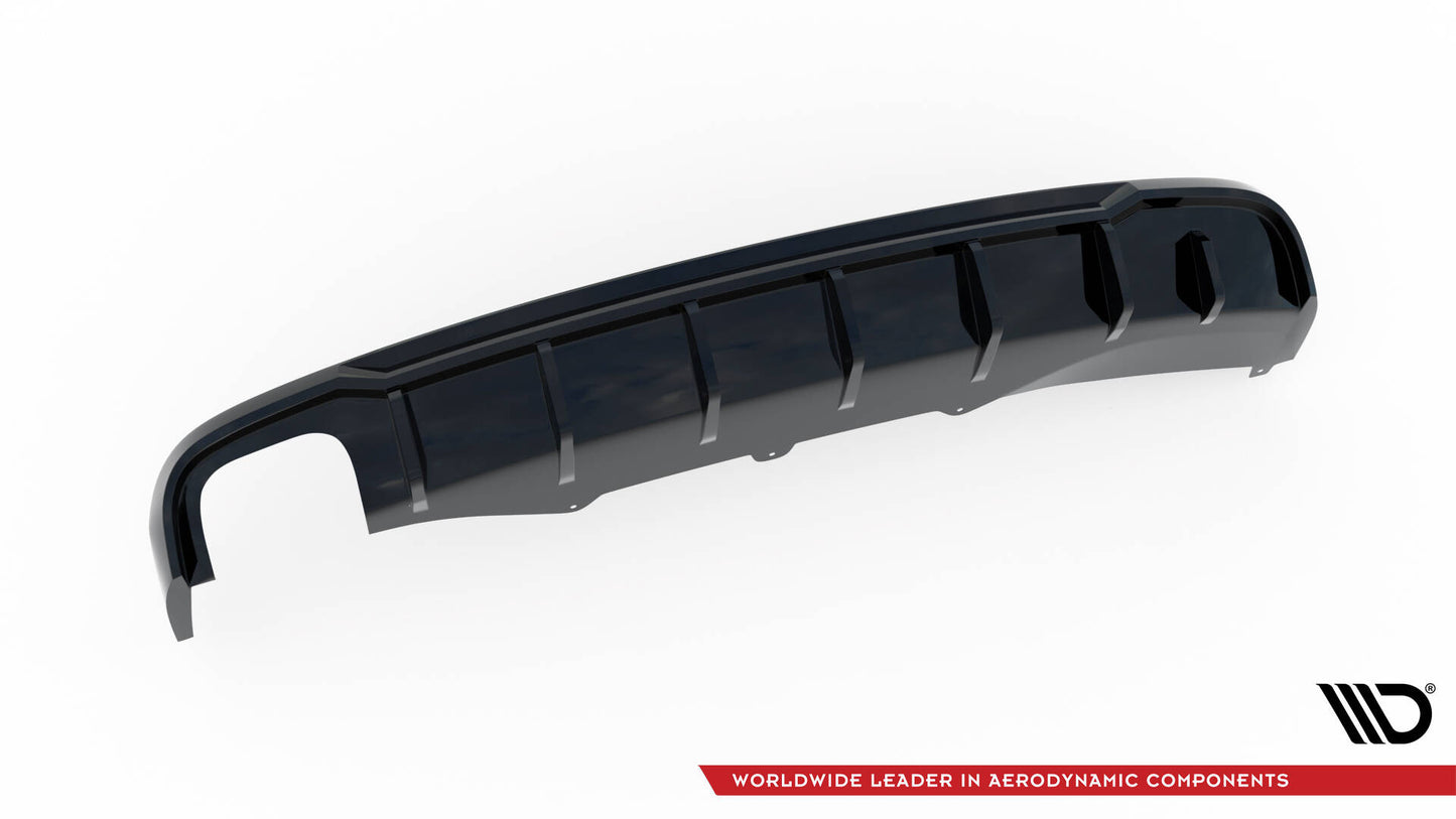 Maxton Design vložka zadního nárazníku pro Audi A4 B8, černý lesklý plast ABS, Sedan/Avant, verze s dvojitou koncovkou na jedné straně