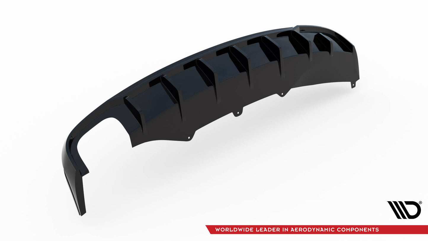 Maxton Design vložka zadního nárazníku pro Audi A4 B8, černý lesklý plast ABS, Sedan/Avant, verze s dvojitou koncovkou na jedné straně