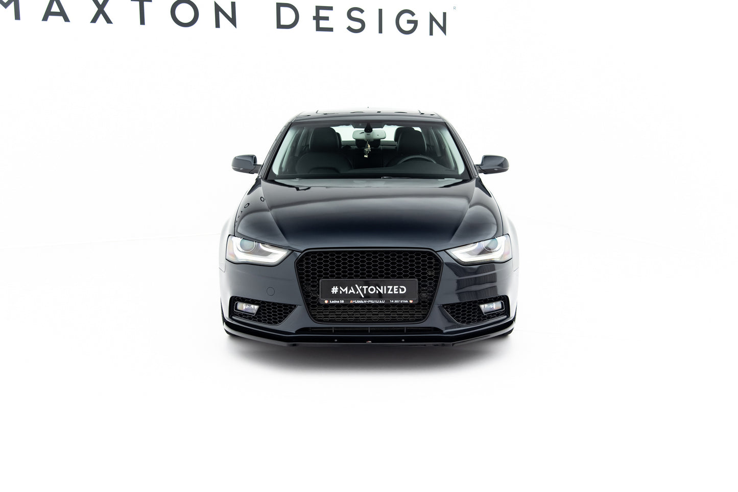 Maxton Design spoiler pod přední nárazník ver.1 pro Audi A4 B8 Facelift, černý lesklý plast ABS