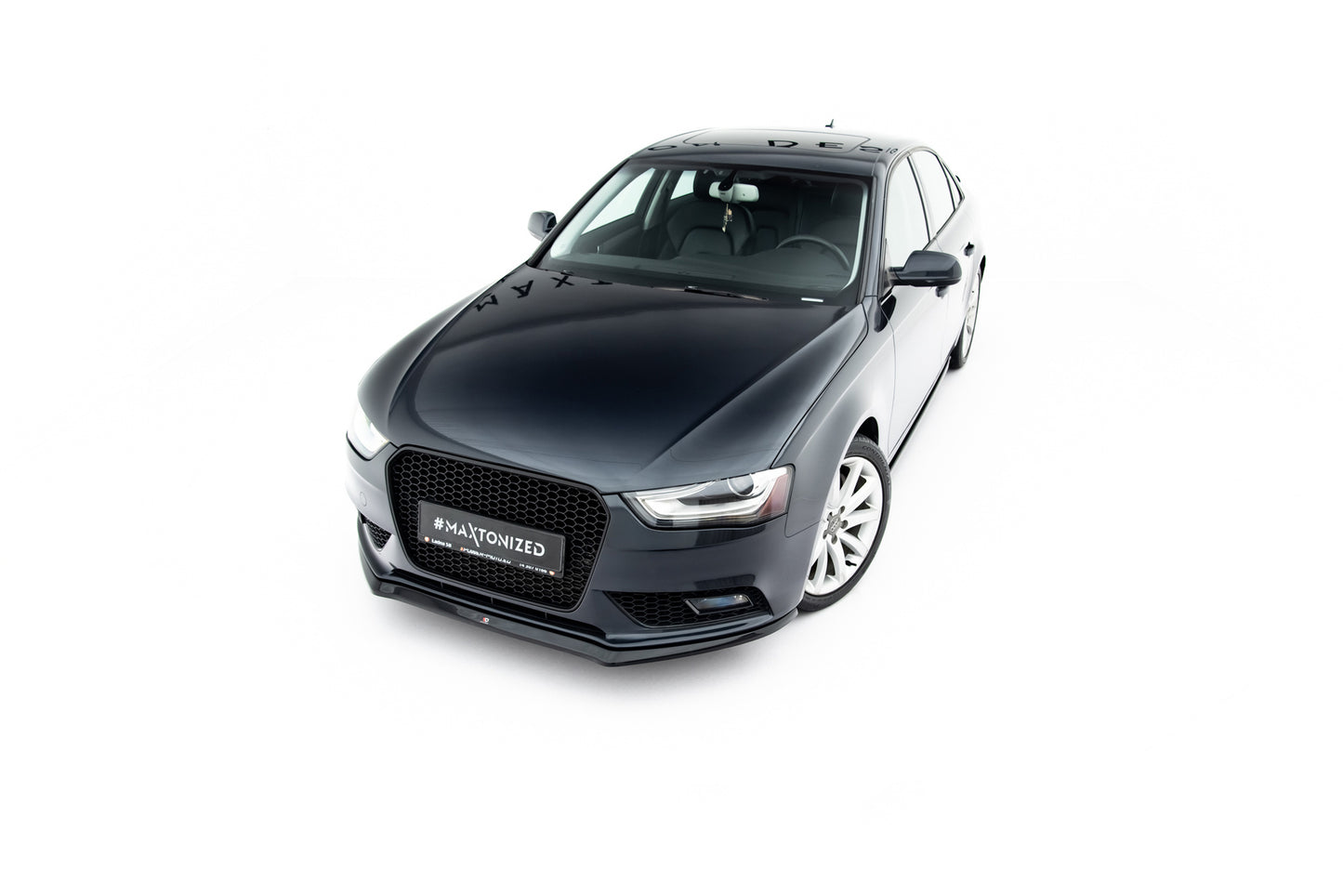 Maxton Design spoiler pod přední nárazník ver.2 pro Audi A4 B8 Facelift, černý lesklý plast ABS