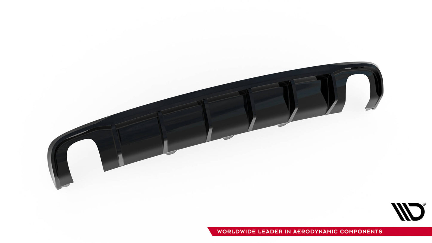 Maxton Design vložka zadního nárazníku pro Audi A4 B8 FL, černý lesklý plast ABS, Sedan / Avant, verze s jednoduchými výfuky na obou stranách