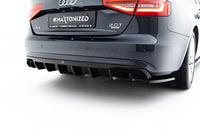 Maxton Design vložka zadního nárazníku pro Audi A4 B8 FL, černý lesklý plast ABS, Sedan/Avant, verze s dvojitou koncovkou na jedné straně