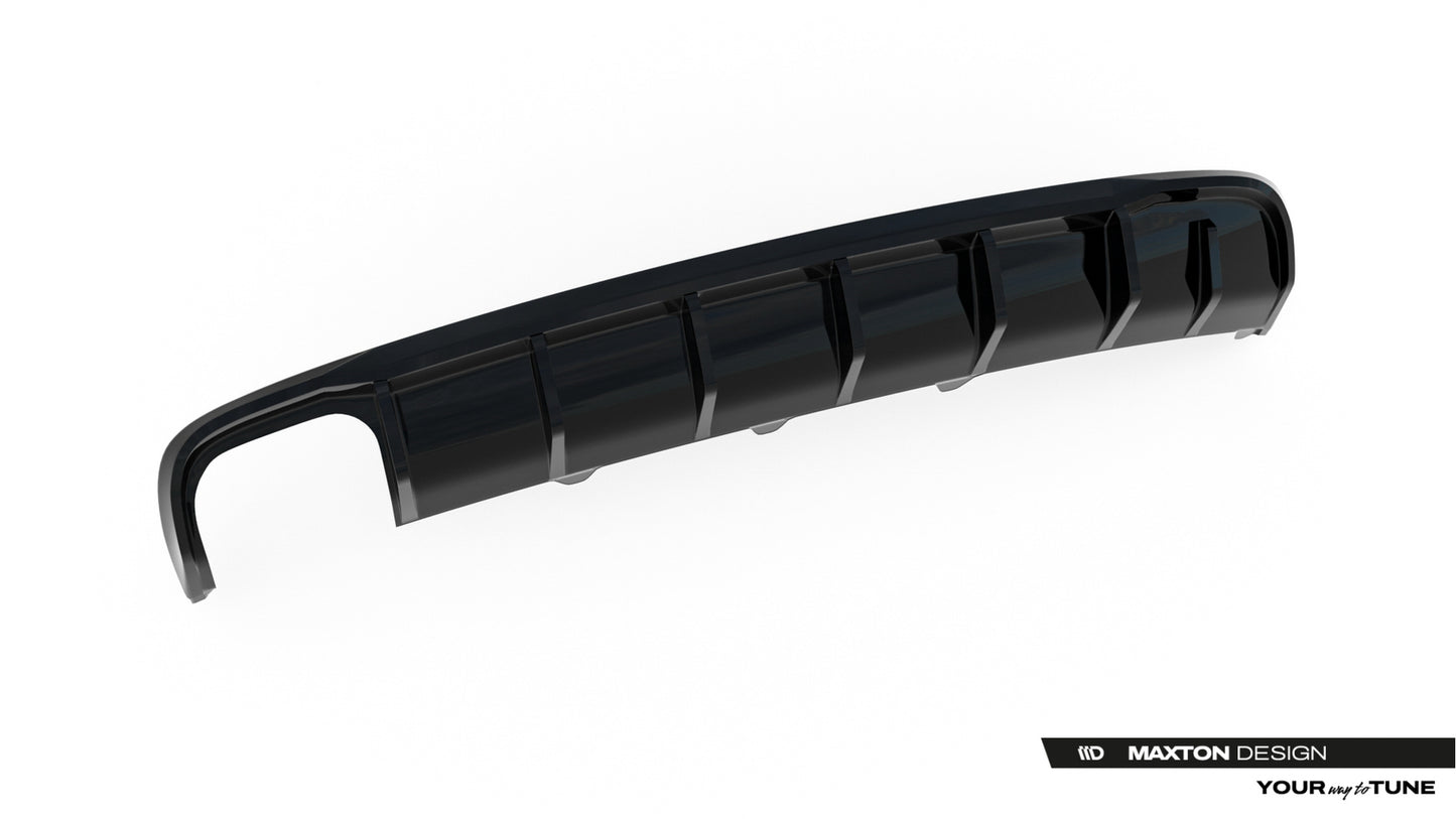Maxton Design vložka zadního nárazníku pro Audi A4 B8 FL, černý lesklý plast ABS, Sedan/Avant, verze s dvojitou koncovkou na jedné straně