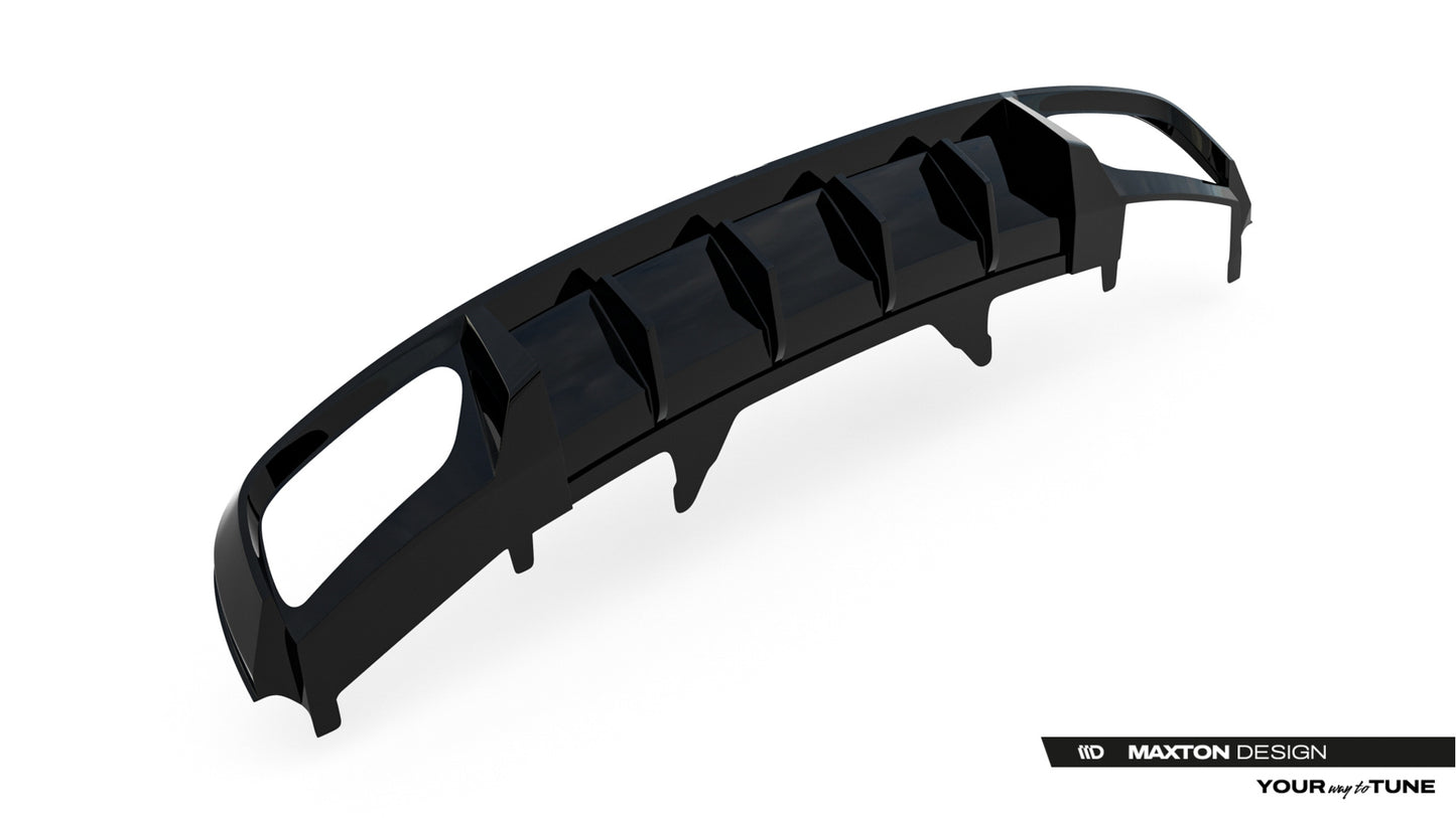 Maxton Design vložka zadního nárazníku pro Audi A4 B9, černý lesklý plast ABS, Avant / Sedan, vč. S-Line