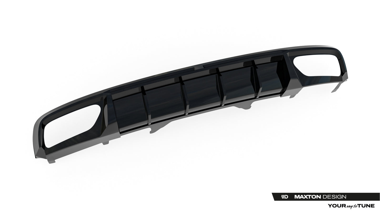Maxton Design vložka zadního nárazníku pro Audi A4 B9, černý lesklý plast ABS, Avant / Sedan, vč. S-Line