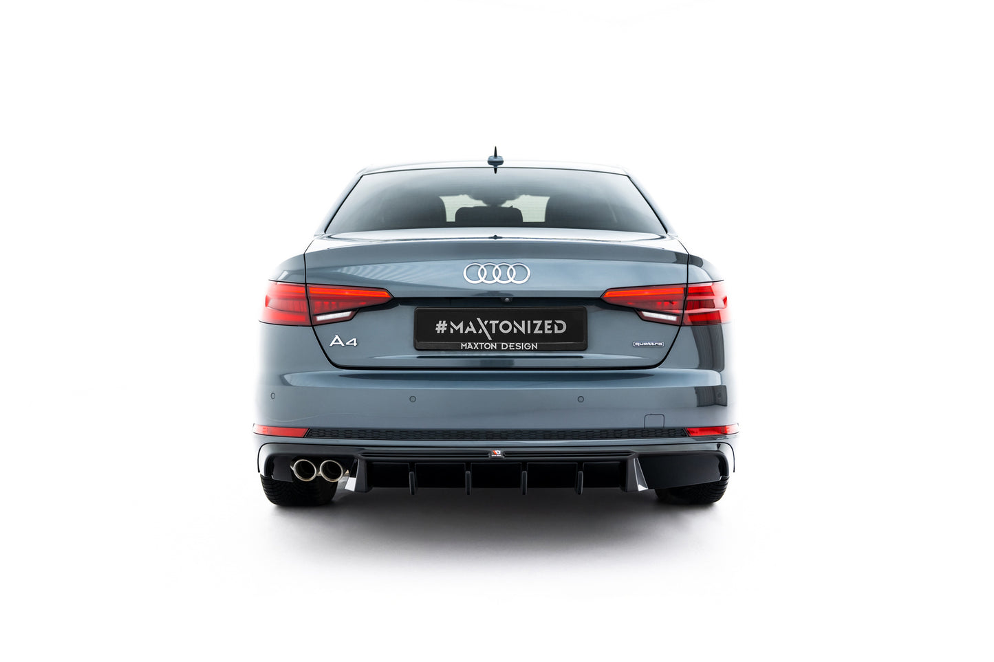 Maxton Design vložka zadního nárazníku ver.2 pro Audi A4 B9, černý lesklý plast ABS, S-Line Sedan, S-Line Avant