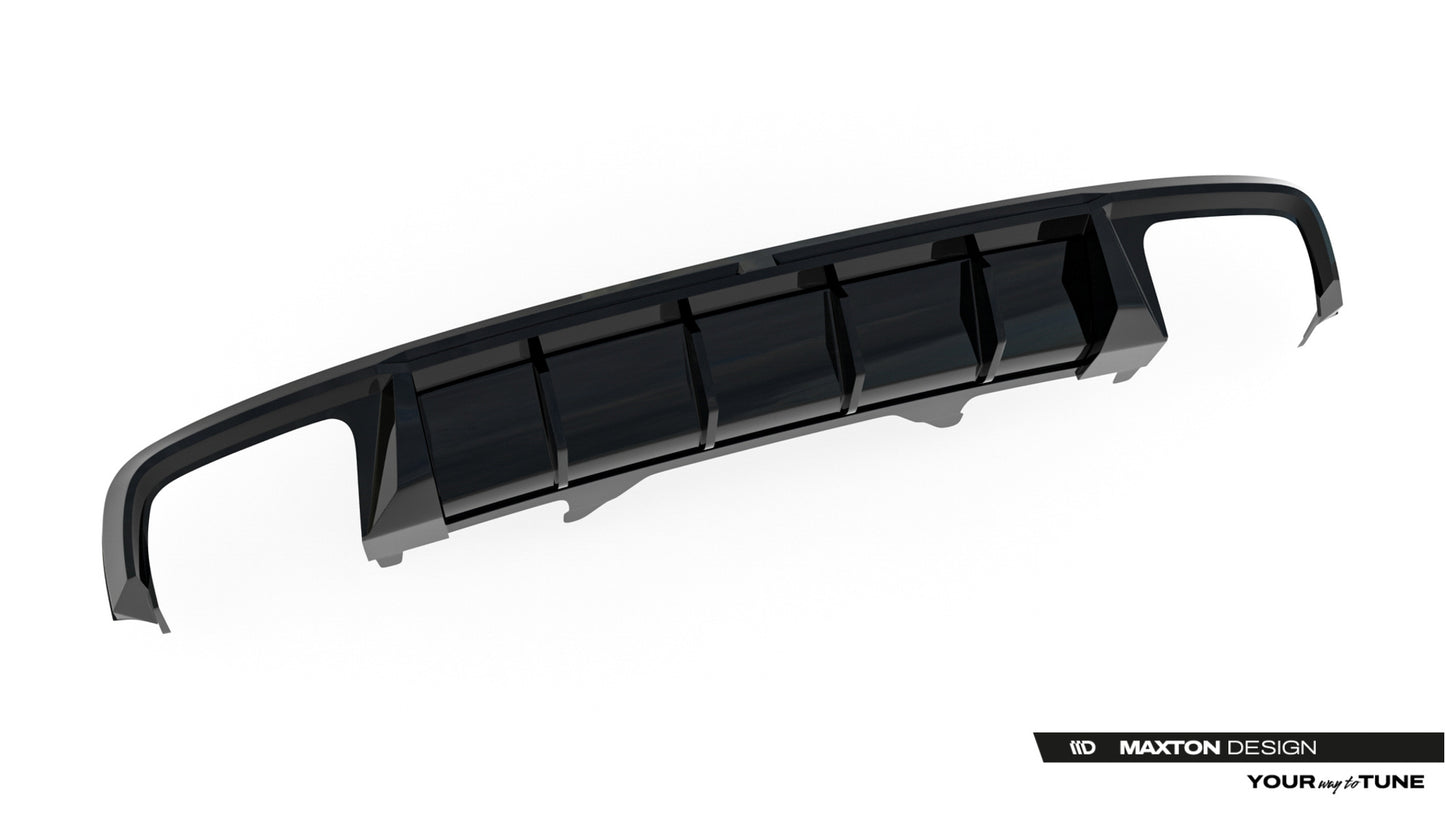 Maxton Design vložka zadního nárazníku pro Audi A4 B9, černý lesklý plast ABS, Avant / Sedan