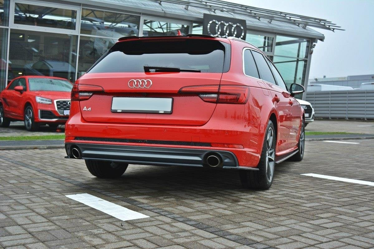 Maxton Design středový spoiler zadního nárazníku pro Audi A4 B9, černý lesklý plast ABS