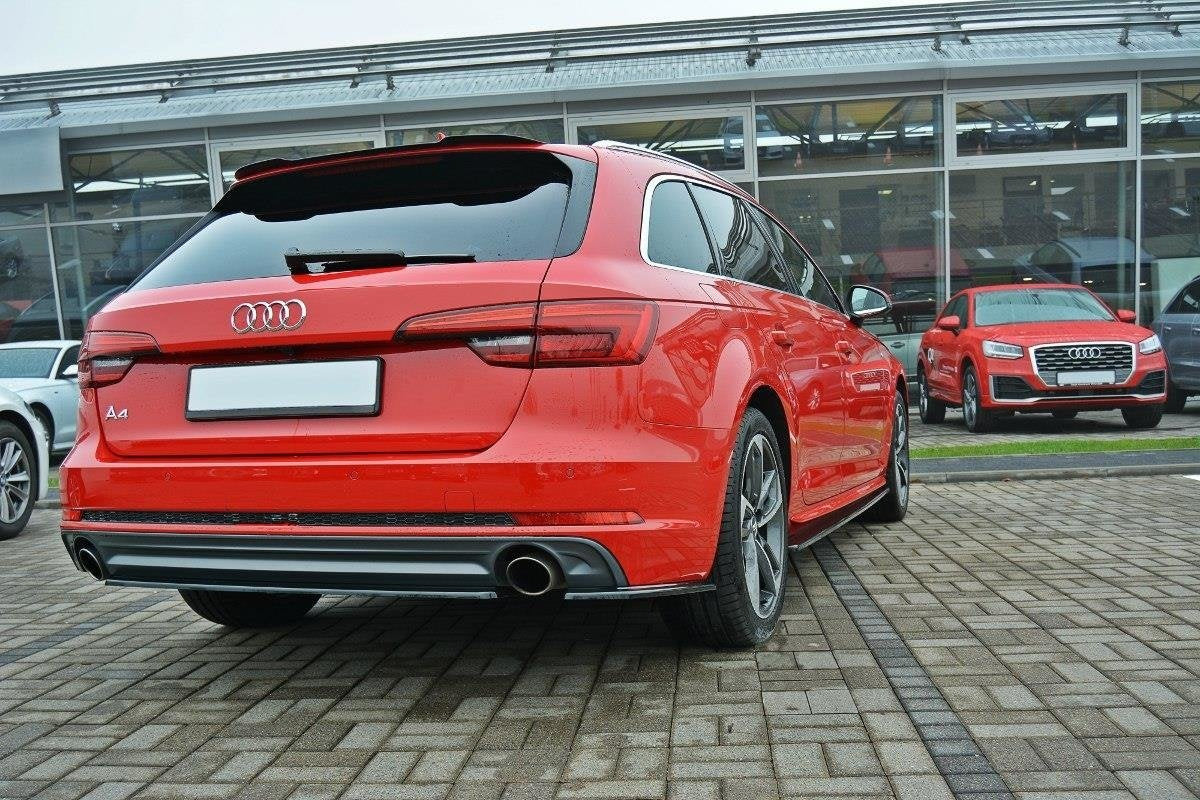 Maxton Design boční difuzory pod zadní nárazník pro Audi A4 B9, černý lesklý plast ABS, S-Line Avant