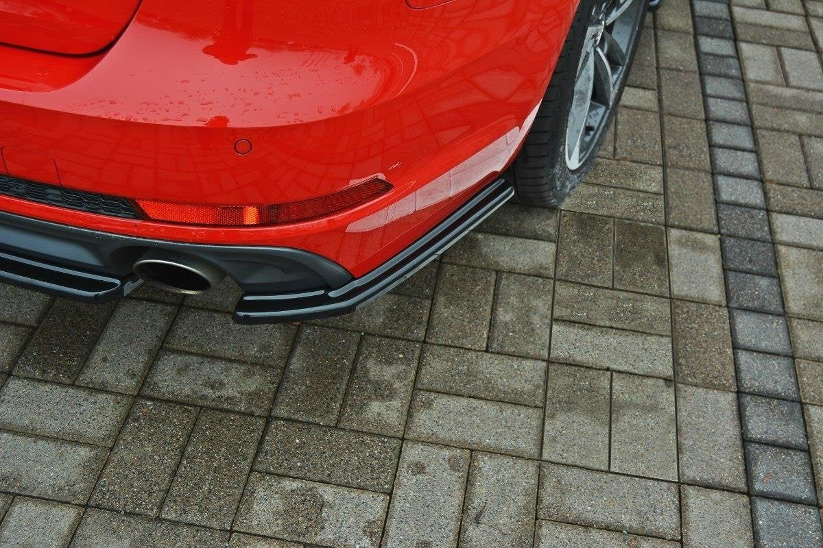 Maxton Design boční difuzory pod zadní nárazník pro Audi A4 B9, černý lesklý plast ABS, S-Line Avant