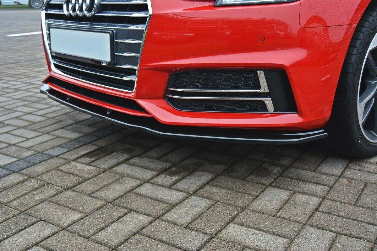 Maxton Design spoiler pod přední nárazník ver.2 pro Audi A4 B9, černý lesklý plast ABS, S-Line