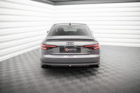 Maxton Design vložka zadního nárazníku pro Audi A4 B9, černý lesklý plast ABS, S-Line Sedan / S-line Avant, verze s jednoduchou koncovkou na jedné straně
