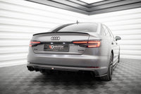 Maxton Design vložka zadního nárazníku pro Audi A4 B9, černý lesklý plast ABS, S-Line Sedan / S-line Avant, verze s jednoduchou koncovkou na jedné straně