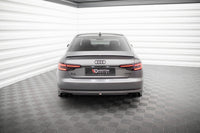 Maxton Design vložka zadního nárazníku pro Audi A4 B9, černý lesklý plast ABS, S-Line Sedan / S-Line Avant, verze s jednoduchou koncovkou na obou stranách