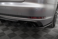 Maxton Design vložka zadního nárazníku pro Audi A4 B9, černý lesklý plast ABS, S-Line Sedan / S-Line Avant, verze s jednoduchou koncovkou na obou stranách