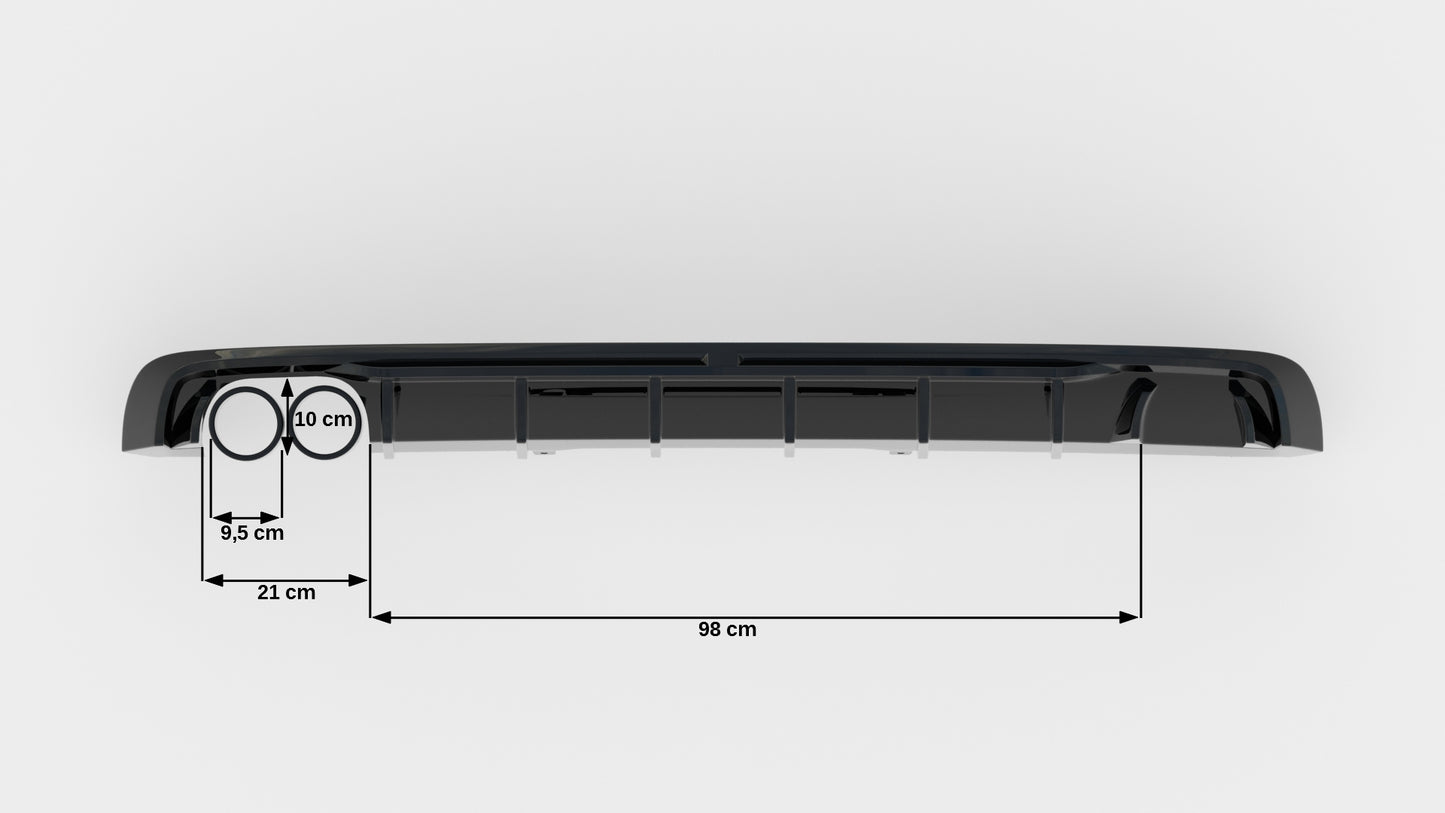 Maxton Design vložka zadního nárazníku pro Audi A4 B9, černý lesklý plast ABS, S-Line Sedan / S-Line Avant, verze s dvojitou koncovkou na jedné straně