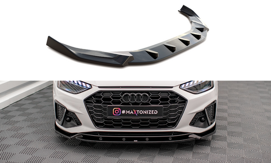 Maxton Design spoiler pod přední nárazník pro Audi A4 B9 FL, černý lesklý plast ABS, S-Line