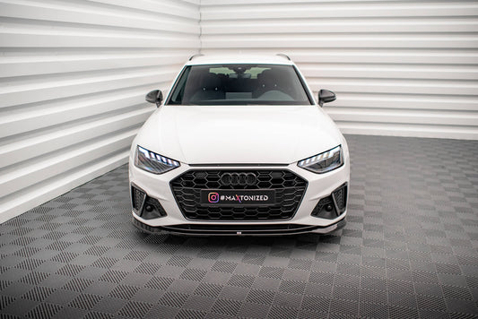 Maxton Design spoiler pod přední nárazník ver.2 pro Audi A4 B9 FL, černý lesklý plast ABS, S-Line