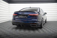 Maxton Design středový spoiler pod zadní nárazník s žebrováním v.2 pro Audi A4 B9 FL, černý lesklý plast ABS, S-Line