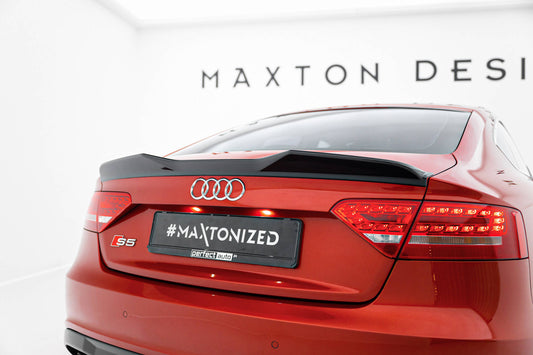 Maxton Design prodloužení spoileru 3d pro Audi A5 8T FL, černý lesklý plast ABS, Sportback S-Line