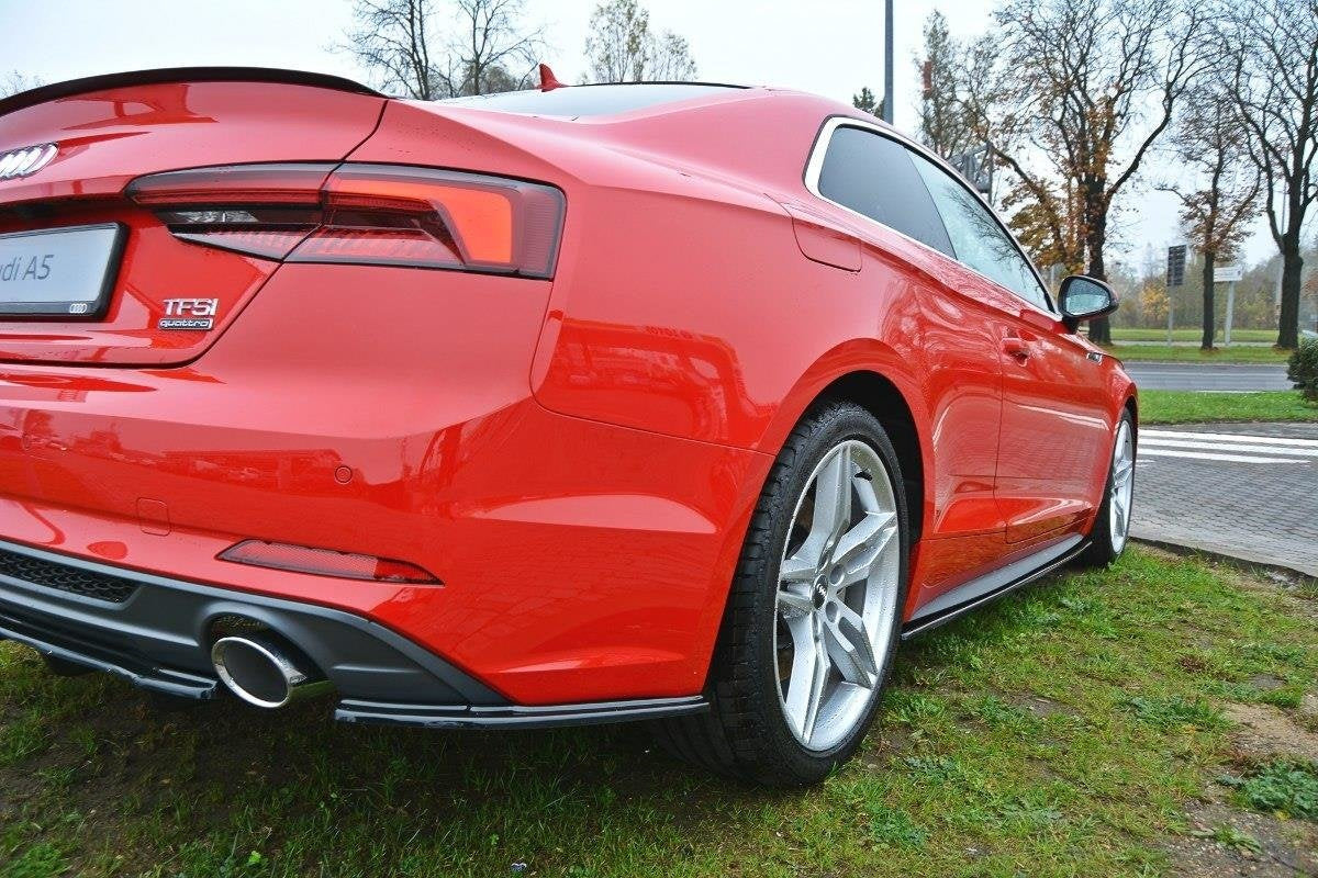 Maxton Design boční difuzory pod zadní nárazník pro Audi A5 F5, černý lesklý plast ABS, S-Line, Coupe