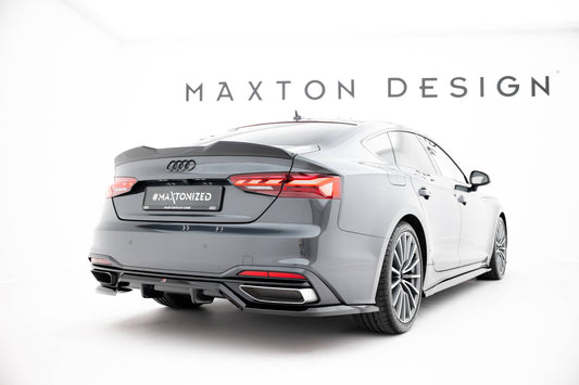 Maxton Design prodloužení spoileru 3d pro Audi A5 F5 Facelift, černý lesklý plast ABS, S-Line Sportback/Sportback
