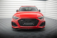 Maxton Design spoiler pod přední nárazník pro Audi RS4 B9 FL, černý lesklý plast ABS