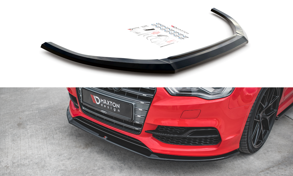 Maxton Design spoiler pod přední nárazník pro Audi A3, S3 8V, černý lesklý plast ABS