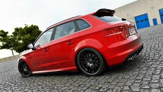 Maxton Design difuzory pod boční prahy pro Audi A3, S3 8V, 8V FL, černý lesklý plast ABS, Sportback
