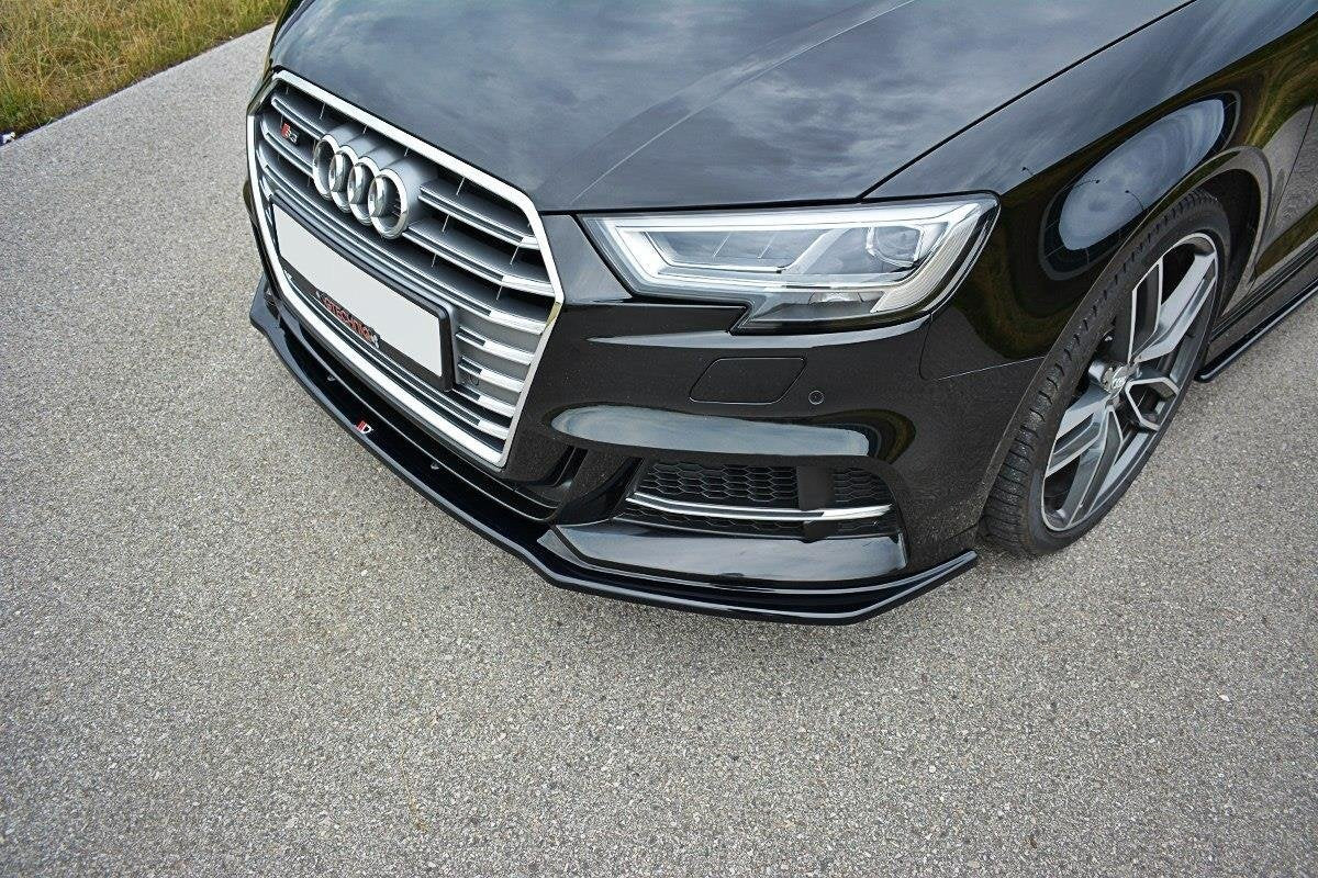 Maxton Design spoiler pod přední nárazník ver.1 pro Audi A3, S3 8V FL, černý lesklý plast ABS