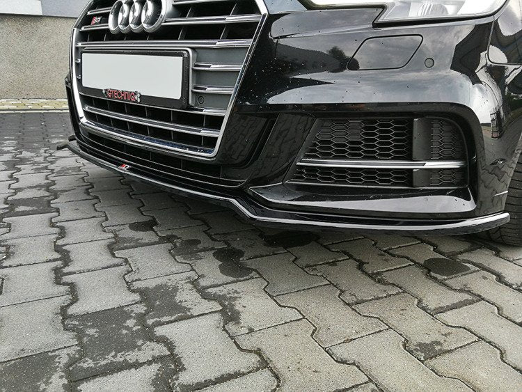 Maxton Design spoiler pod přední nárazník ver.2 pro Audi A3, S3 8V FL Facelift, černý lesklý plast ABS