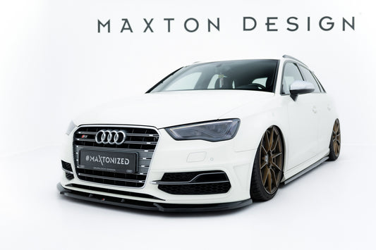 Maxton Design spoiler pod přední nárazník ver.2 pro Audi A3 8V, černý lesklý plast ABS, S-line Sportback/S-line Hatchback