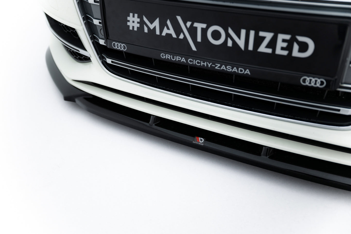 Maxton Design spoiler pod přední nárazník ver.2 pro Audi A3 8V, černý lesklý plast ABS, S-line Sportback/S-line Hatchback