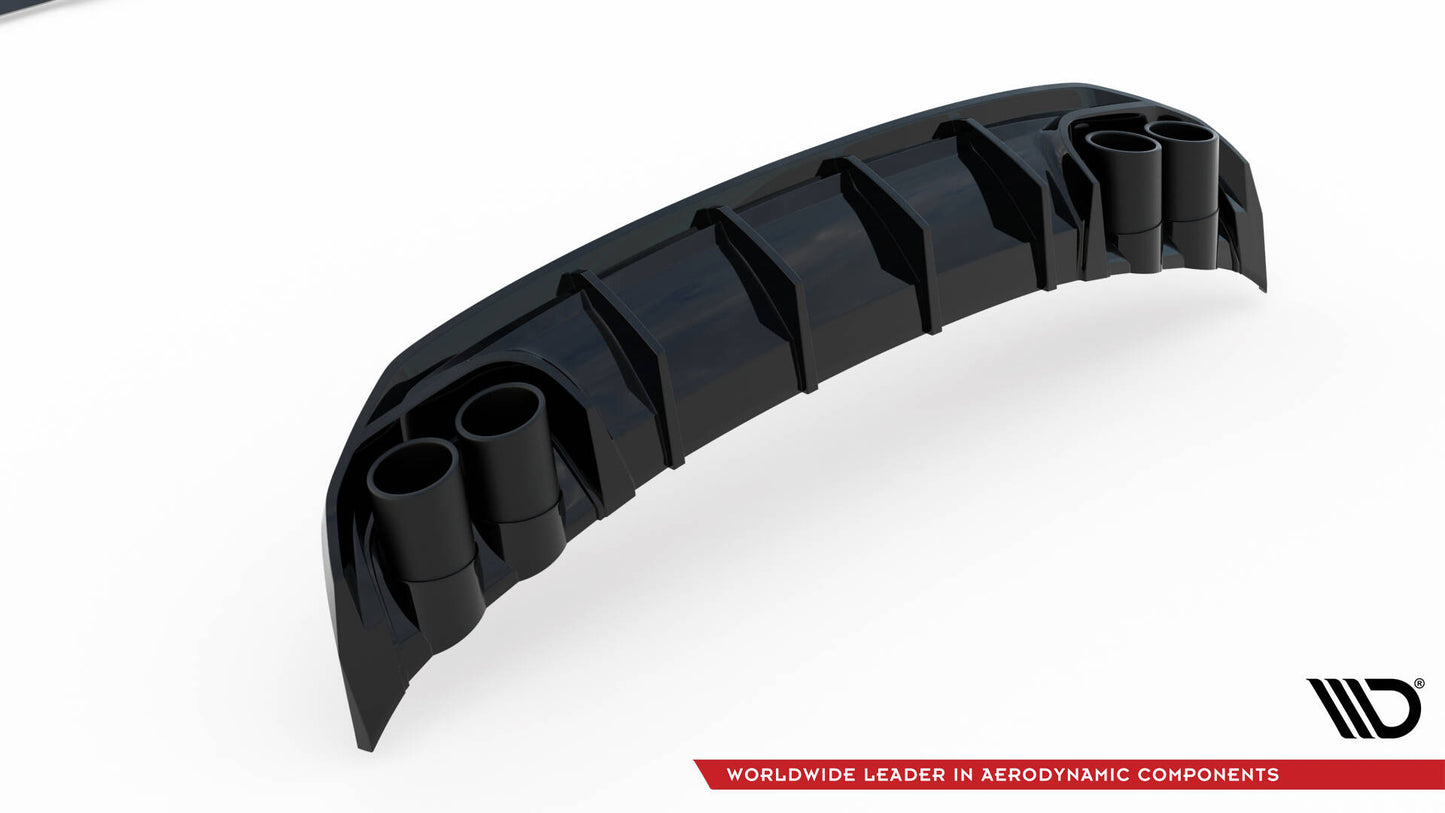 Maxton Design vložka zadního nárazníku s imitacemi koncovek výfuku pro Audi A3 8Y, černý lesklý plast ABS, S-Line Sedan