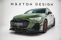 Maxton Design spoiler pod přední nárazník pro Audi A3 8Y Facelift, černý lesklý plast ABS, S-Line / S-Line Sedan