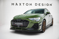 Maxton Design spoiler pod přední nárazník ver.3 pro Audi A3 8Y Facelift, černý lesklý plast ABS, S-Line / S-Line Sedan