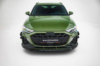 Maxton Design spoiler pod přední nárazník ver.3 pro Audi A3 8Y Facelift, černý lesklý plast ABS, S-Line / S-Line Sedan