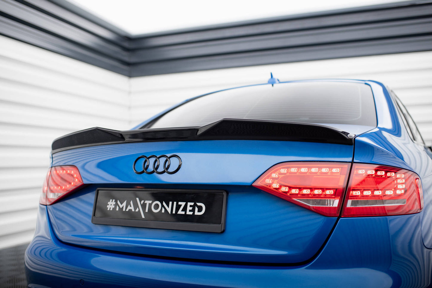 Maxton Design prodloužení spoileru 3d pro Audi S4 B8, černý lesklý plast ABS, Sedan
