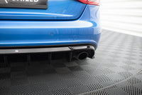 Maxton Design vložka zadního nárazníku pro Audi A4 B8, černý lesklý plast ABS, S-Line Sedan / S-Line Avant, verze s jednoduchou koncovkou na obou stranách