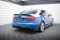 Maxton Design vložka zadního nárazníku pro Audi A4 B8, černý lesklý plast ABS, S-Line Sedan / S-Line Avant, verze s jednoduchou koncovkou na obou stranách