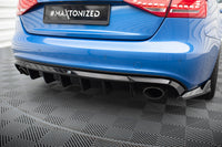 Maxton Design vložka zadního nárazníku pro Audi A4 B8, černý lesklý plast ABS, S-Line Sedan / S-Line Avant, verze s jednoduchou koncovkou na obou stranách