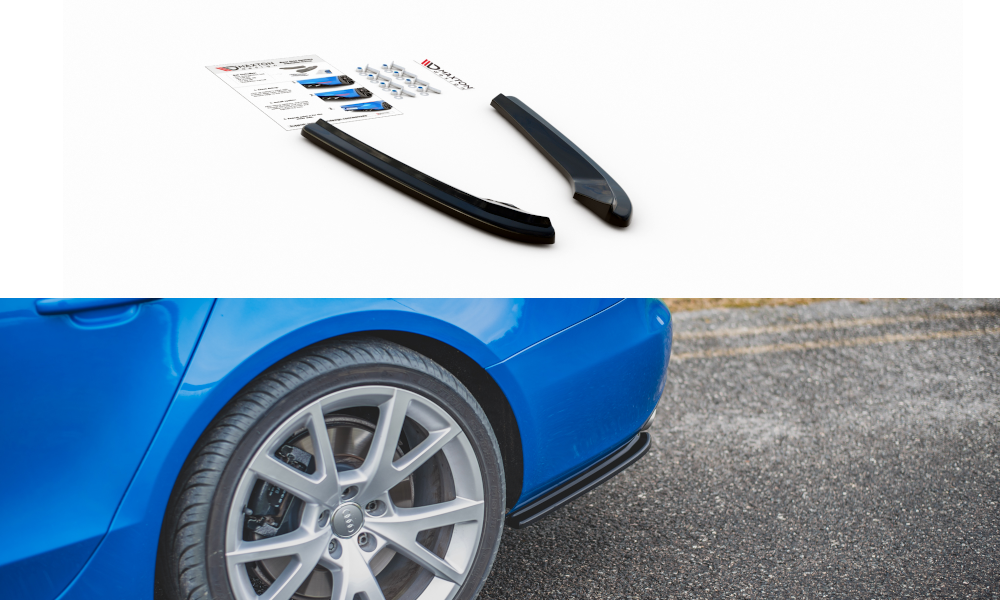 Maxton Design boční difuzory pod zadní nárazník pro Audi A4 B8, černý lesklý plast ABS, S-Line Sedan