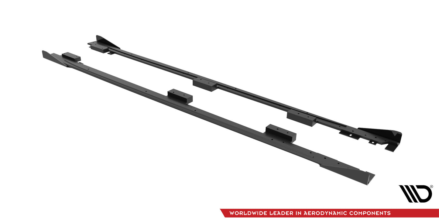 Maxton Design "Street Pro" difuzory pod boční prahy s křidélky pro Audi A3 8Y, plast ABS bez povrchové úpravy, s červenou linkou