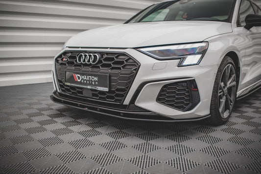 Maxton Design "Street Pro" spoiler pod přední nárazník pro Audi A3 8Y, plast ABS bez povrchové úpravy, s červenou linkou, S-Line