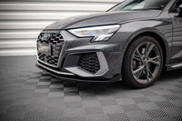 Maxton Design rohové spoilery pod přední nárazník pro Audi A3 8Y, černý lesklý plast ABS, S-Line