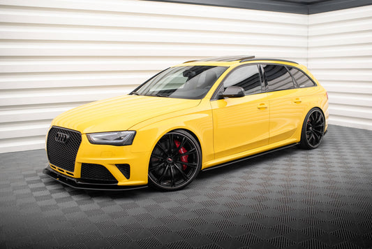 Maxton Design "Street Pro" difuzory pod boční prahy pro Audi RS4 B8, plast ABS bez povrchové úpravy, s červenou linkou
